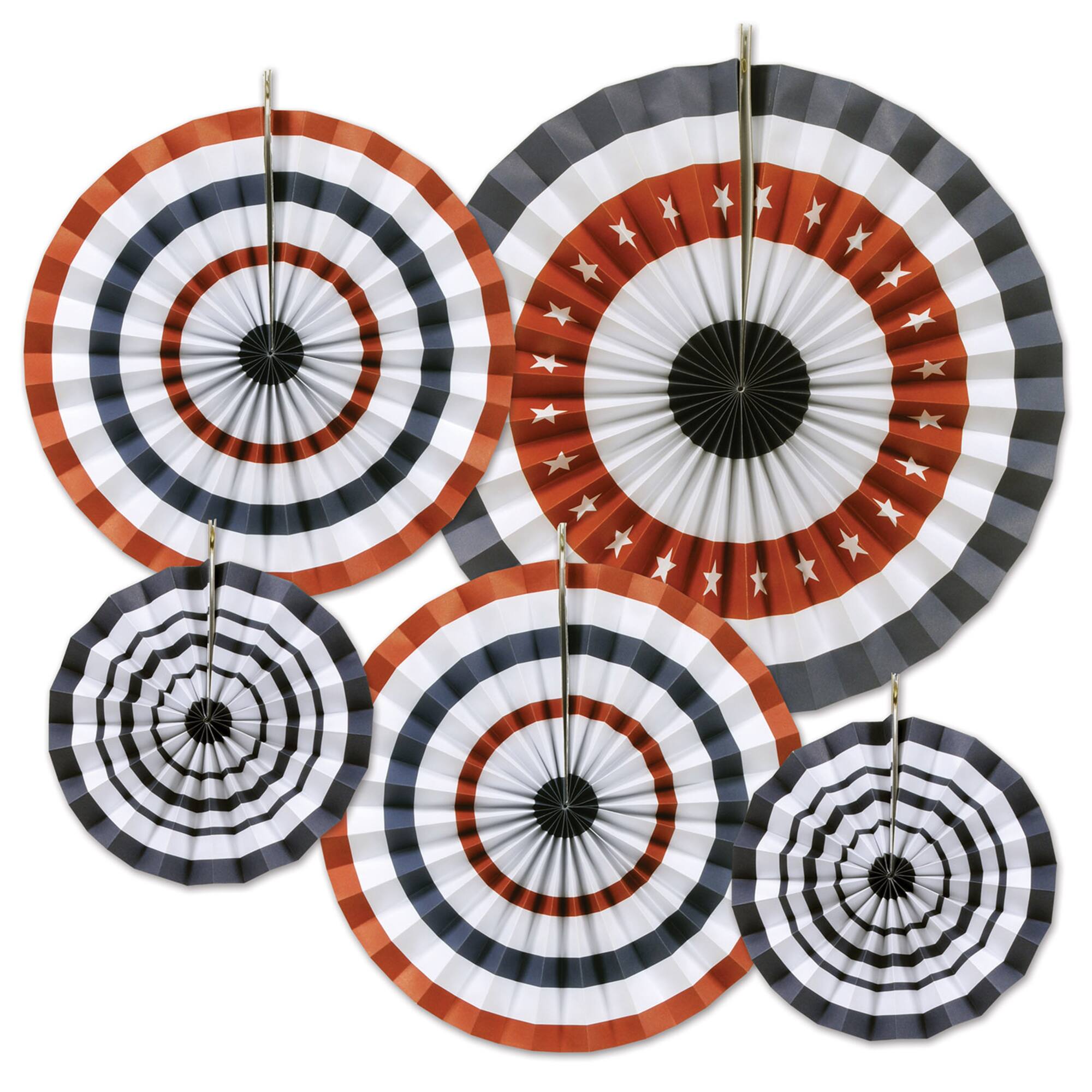 Beistle Patriotic Accordion Paper Fans Set